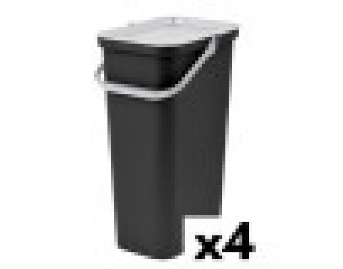 Кошче за Рециклирани Отпадъци Tontarelli Moda 38 L Бял Черен (4 броя)