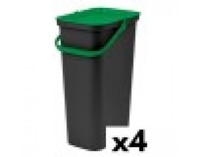 Кошче за Рециклирани Отпадъци Tontarelli Moda 38 L Зелен (4 броя)