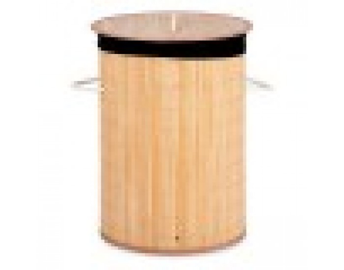 Кош за Мръсни Дрехи Естествен Черен Метал Бамбук 48 L Дървен MDF (4 броя)