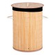 Кош за Мръсни Дрехи Естествен Черен Метал Бамбук 48 L Дървен MDF (4 броя)