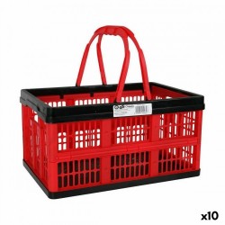 Сгъваема Кутия с Дръжки Tontarelli Voilà 16 L Червен 39 x 25,5 x 21 cm (10 броя) - Cutii, organizatoare și alte produse de depozitare