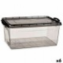 Кутия за Съхранение с Капак Антрацит Пластмаса 22 L 32 x 20,5 x 50 cm (6 броя) - Cutii, organizatoare și alte produse de depozitare