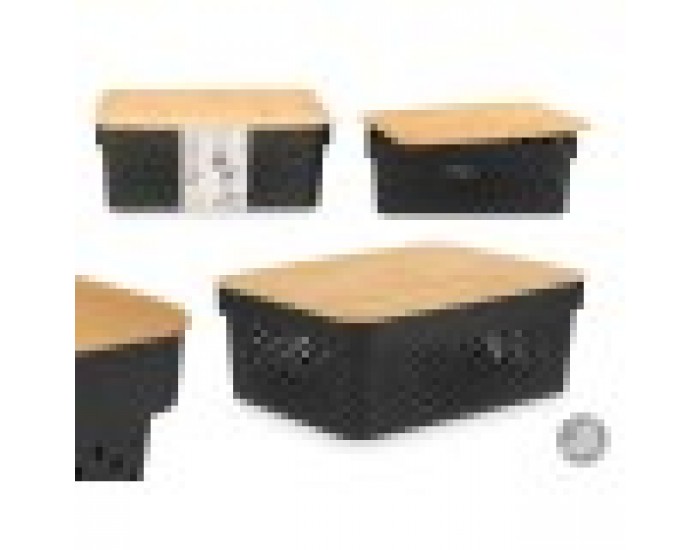 Многофункционална Кутия Kinvara CH52980 (26) Кафяв Черен Бамбук полипропилен 35,7 x 14 x 26,2 cm (6 броя)