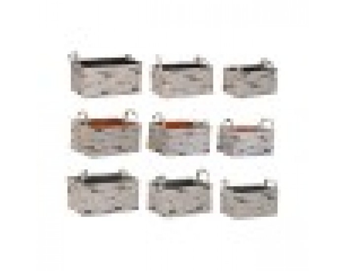 Игра на Кошници DKD Home Decor Кафяв Сив Оранжев полиестер (40 x 30 x 20 cm) (3 броя)