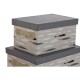 Комплект Кутии за Подреждане една върху друга DKD Home Decor Кафяв Сив Оранжев полиестер (40 x 30 x 20 cm) (3 броя)