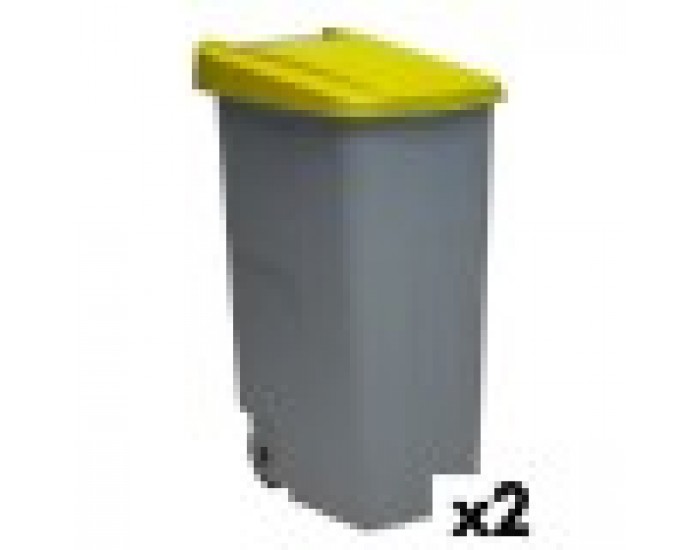 Кош за Боклук с Колела Denox 85 L Жълт 58 x 41 x 76 cm