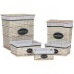 Кош за Мръсни Дрехи Home ESPRIT Бял Кафяв Черен Сив Естествен плетена ракита Shabby Chic 47 x 35 x 55 cm 5 Части - Cutii, organizatoare și alte produse de depozitare