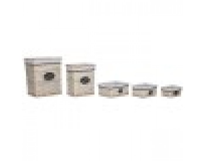 Кош за Мръсни Дрехи Home ESPRIT Бял Кафяв Черен Сив Естествен плетена ракита Shabby Chic 47 x 35 x 55 cm 5 Части
