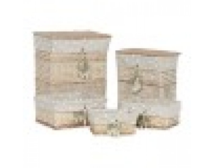 Игра на Кошници Home ESPRIT Зелен Бежов Естествен плетена ракита 47 x 35 x 55 cm 5 Части