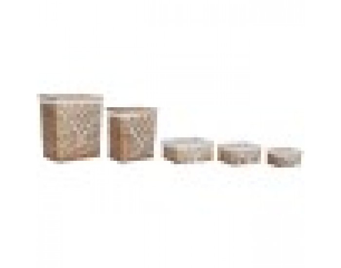 Кош за Мръсни Дрехи Home ESPRIT Бял Естествен плетена ракита Shabby Chic 47 x 35 x 55 cm 5 Части