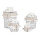 Кош за Мръсни Дрехи Home ESPRIT Бял Бежов плетена ракита Shabby Chic 45 x 45 x 68 cm 4 Части