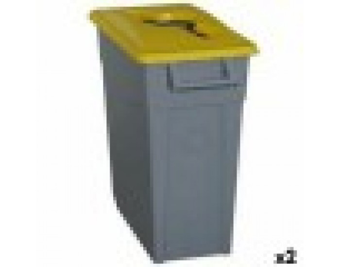 Кошче за Рециклирани Отпадъци Denox 65 L Жълт (2 броя)