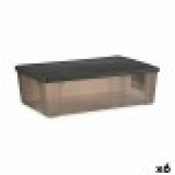 Кутия за Съхранение с Капак Stefanplast Elegance Сив Пластмаса 30 L 38,5 x 17 x 59,5 cm (6 броя) - Cutii, organizatoare și alte produse de depozitare