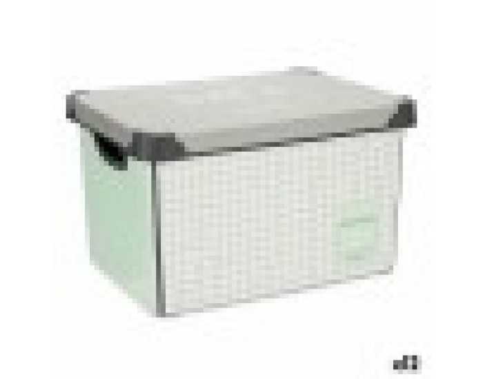 Кутия за Съхранение с Капак Home Кариран Сив Пластмаса 17 L 28 x 22 x 37 cm (12 броя)