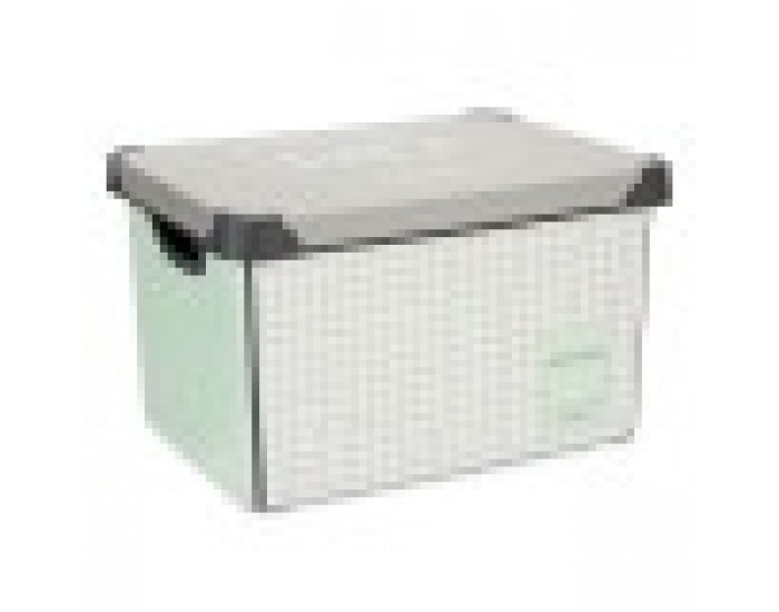 Кутия за Съхранение с Капак Home Кариран Сив Пластмаса 17 L 28 x 22 x 37 cm (12 броя)