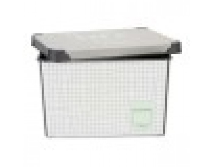 Кутия за Съхранение с Капак Home Кариран Сив Пластмаса 17 L 28 x 22 x 37 cm (12 броя)