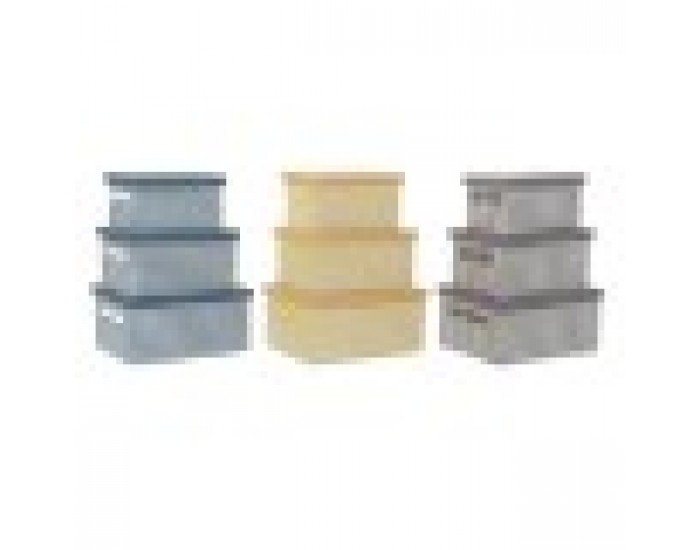 Комплект Кутии за Подреждане една върху друга DKD Home Decor полиестер (3 броя)
