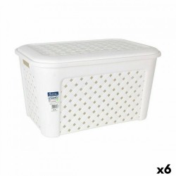 Кош за Пране Tontarelli Arianna С капак Бял 58 x 39 x 32 cm (6 броя) - Cutii, organizatoare și alte produse de depozitare