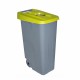 Кош за Боклук с Колела Denox 110 L Жълт 58 x 41 x 89 cm