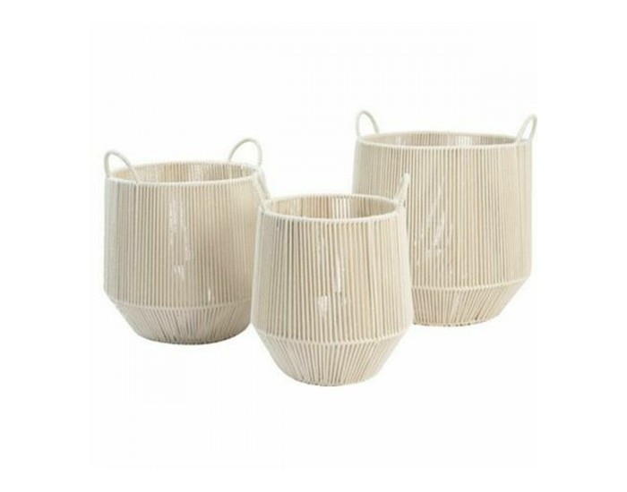 Игра на Кошници DKD Home Decor Бежов Метал Памук (38 x 38 x 45 cm)