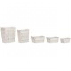 Кош за Мръсни Дрехи Home ESPRIT Бял Естествен Метал Shabby Chic 42 x 32 x 51 cm 5 Части - Cutii, organizatoare și alte produse de depozitare