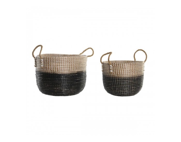 Игра на Кошници DKD Home Decor Естествен Сив Морска трева (41 x 25 x 42 cm) (2 Части)