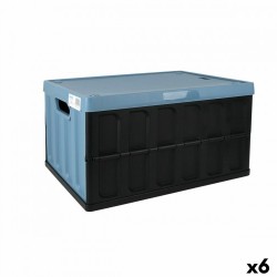 Сгъваема кутия Tontarelli Пластмаса 62 L Син Черен Дъска 59,5 x 39 x 31,5 cm (6 броя) - Cutii, organizatoare și alte produse de depozitare