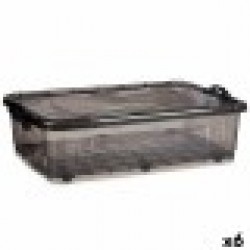 Кутия за Съхранение с Колела Антрацит Пластмаса 40 L 46,5 x 20 x 72,5 cm (6 броя) - Cutii, organizatoare și alte produse de depozitare