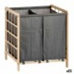 Кош за Мръсни Дрехи Кафяв Сив Дървен 30 L x 2 33 x 60 x 59,5 cm (12 броя) - Cutii, organizatoare și alte produse de depozitare
