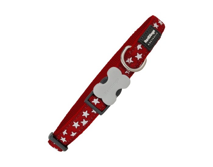 Кучешки Нашийник Red Dingo, Гладък, Звезди, 1,5 x 24-36 cm