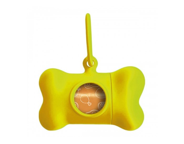 Диспенсър за Торбички за Домашен Любимец United Pets Bon Ton Neon Куче Жълт (8 x 4,2 x 5 cm)