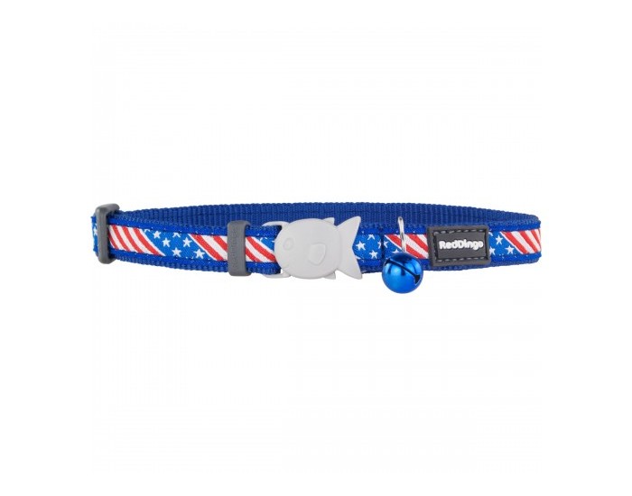 Котешко колие Red Dingo US Flag 20-32 cm Син