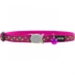 Кучешки Нашийник Red Dingo STYLE STARS LIME ON HOT PINK 31-47 cm - Red dingo