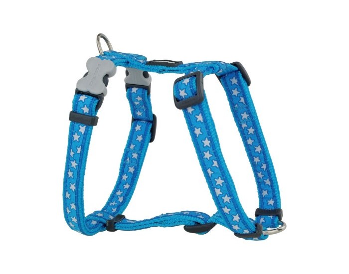 Каишка за Куче Red Dingo Style цвят тюркоаз Звезда Бял 46-76 cm