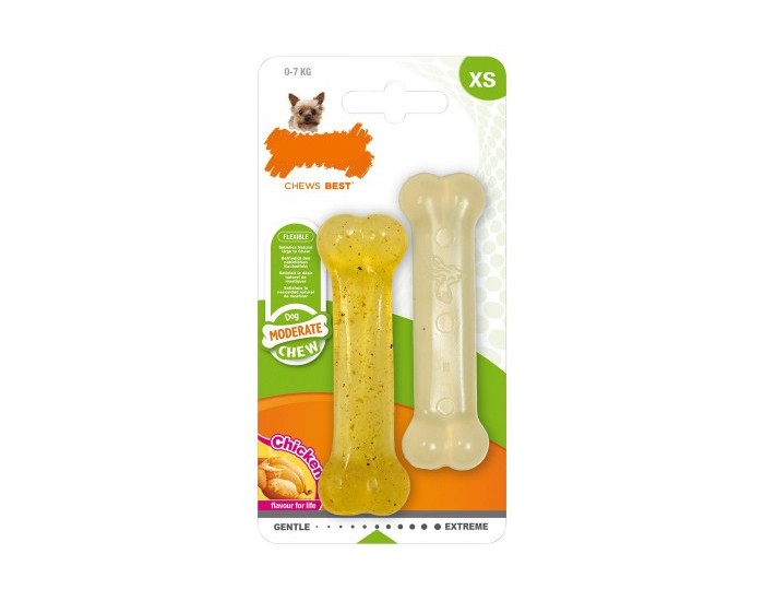 Dog teether Nylabone Moderate Chew Twin, Пиле, 2 броя