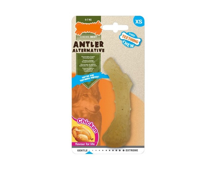 Гризалка за кученца Nylabone Рог, Пиле, Термопластичен