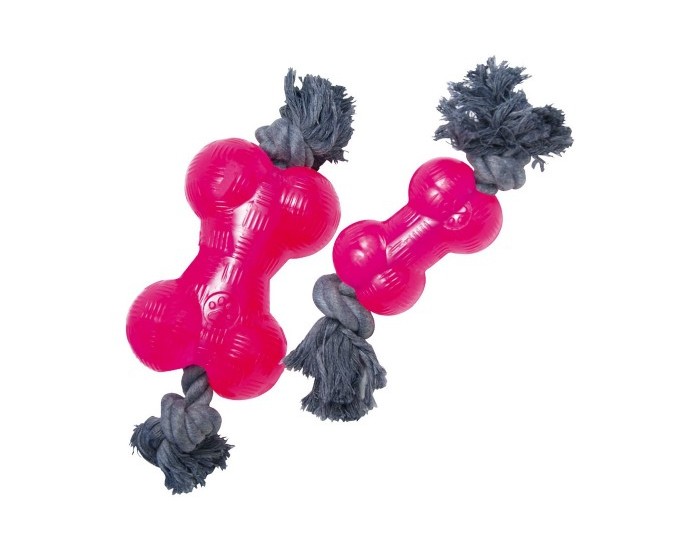 Dog teether Gloria TPR С въже Розов Размер М (14 cm)