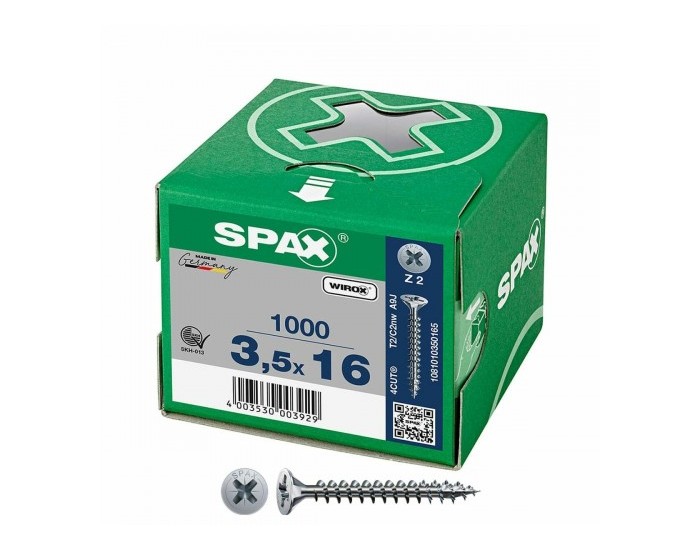 Кутия за винтове SPAX Wirox Z2 Плоска глава 3,5 x 16 mm 1000 Unidades