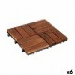 Преплетена Плочка Кафяв полиетилен Aкациево дърво 30 x 2,8 x 30 cm (6 броя) - Decorațiuni