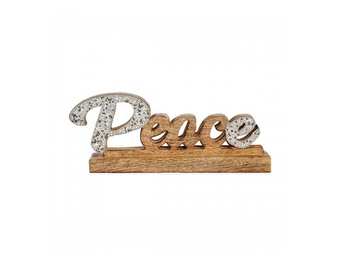 Декоративна фигурка Peace Пурпурин Дървен (6 x 13 x 31 cm)