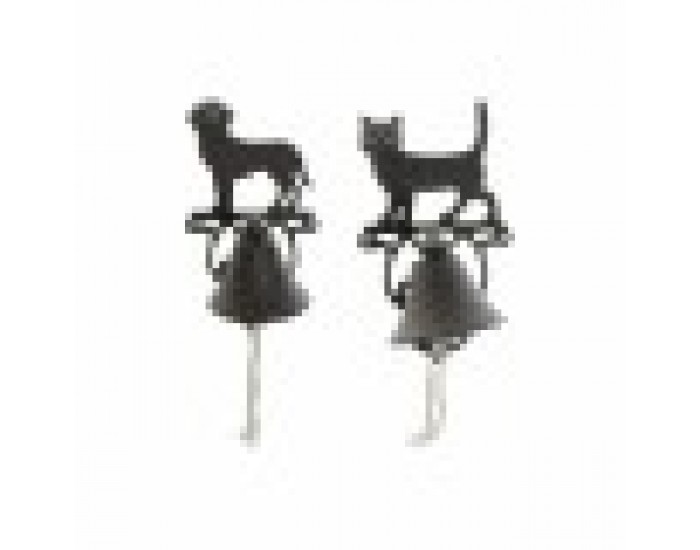 Звънец DKD Home Decor Котка Куче Кафяв Тъмно сив Въже Желязо 14 x 15 x 24 cm (2 броя)