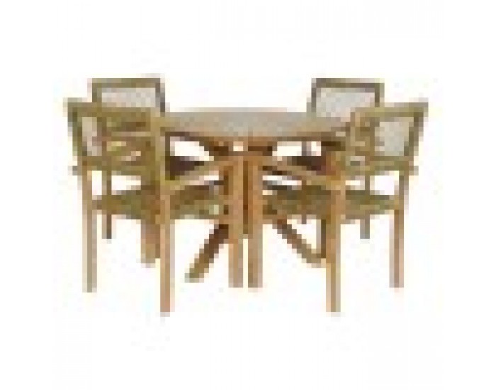 Комплект от маса с 4 стола DKD Home Decor 100 x 100 x 75 cm Тик синтетичен ратан