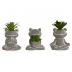 Декоративно Растение Home ESPRIT полиетилен Цимент Жаба 7,5 x 5 x 11 cm (3 броя) - Home esprit