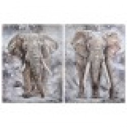 Картина Home ESPRIT Слон Колониален 90 x 3 x 120 cm (2 броя) - Tablouri, postere, puzzle-uri
