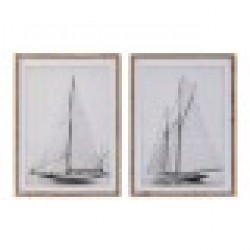 Картина DKD Home Decor 60 x 2.5 x 80 cm 60 x 2,5 x 80 cm Платноходка (2 броя) - Tablouri, postere, puzzle-uri