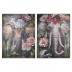 Картина Home ESPRIT полистирен Пластно Слон Колониален 92 x 4,5 x 122 cm (2 броя) - Tablouri, postere, puzzle-uri