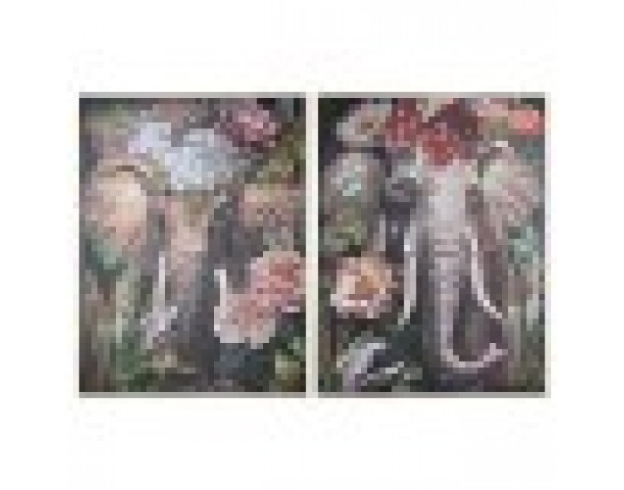 Картина Home ESPRIT полистирен Пластно Слон Колониален 92 x 4,5 x 122 cm (2 броя)