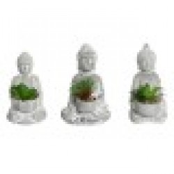 Декоративно Растение Home ESPRIT полиетилен Цимент Буда Ориенталски 10,5 x 8 x 16 cm (3 броя) - Home esprit