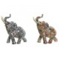 Декоративна фигурка Home ESPRIT Многоцветен Слон Средиземноморско 16 x 7 x 17 cm (2 броя) - Home esprit