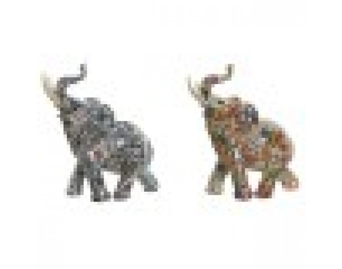 Декоративна фигурка Home ESPRIT Многоцветен Слон Средиземноморско 16 x 7 x 17 cm (2 броя)